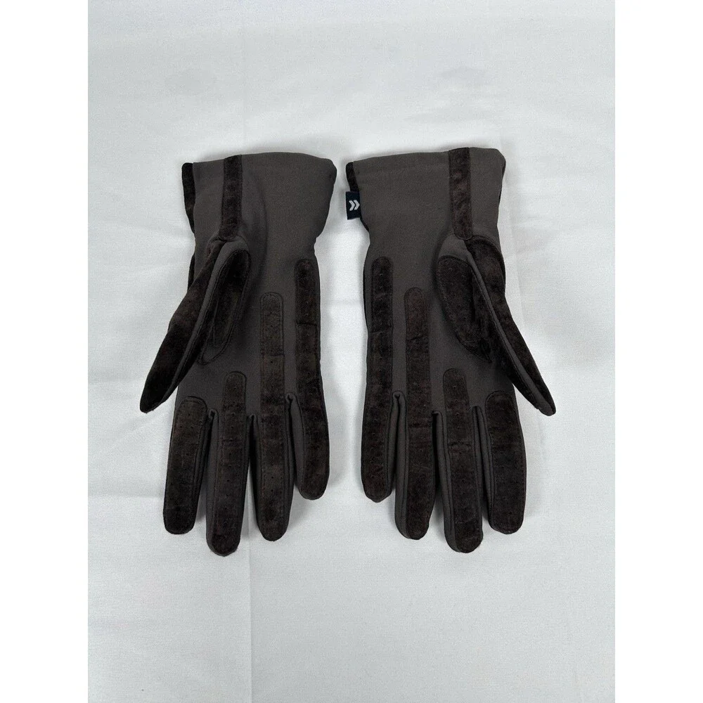 Vintage Isotoner Women's Brown Faux Suede Leather Driving Gloves 56058 One Size